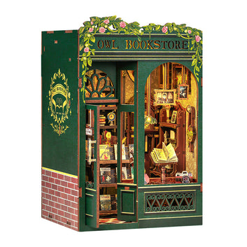 DIY Wooden Book Nook Kit - Miniature Cottage Library Model for Bookshelf
