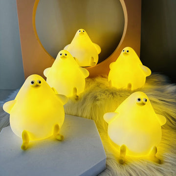 Warm Lovely Cute Cartoon Silicone Sea Gull Night Light With USB Charging Gifts Kids Grils Room Bedside Sleeping Lamp